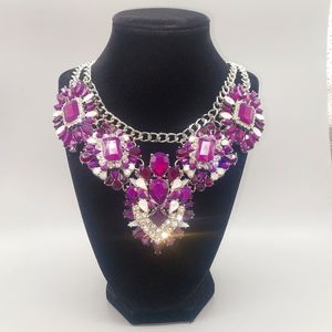 Ballroom dance style silver purple and white Necklace vintage style